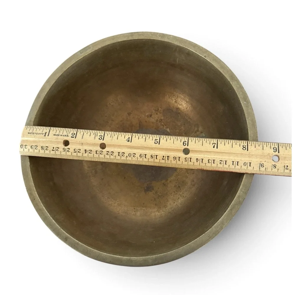 Vintage Heavy Brass Flared Pedestal Ridged Bowl Centerpiece 4.5